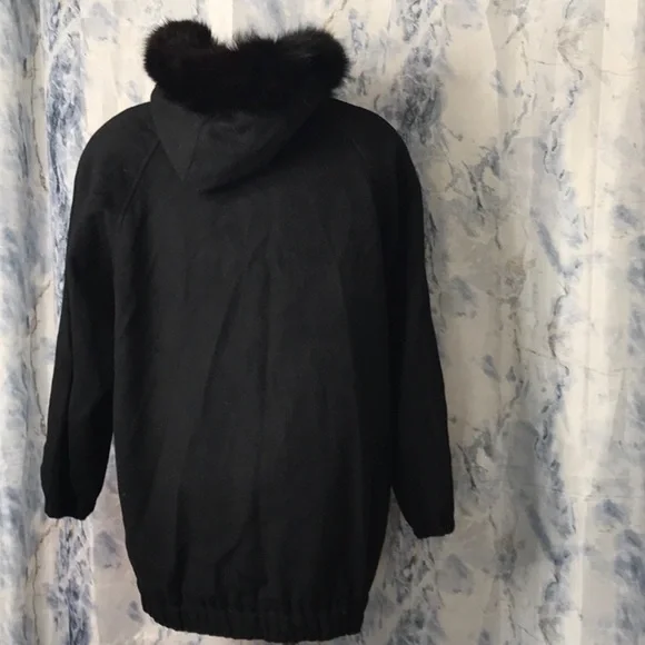 VTG Petite Sophisticates wool fox fur collar women's coat hood Made in USA - Picture 6 of 13